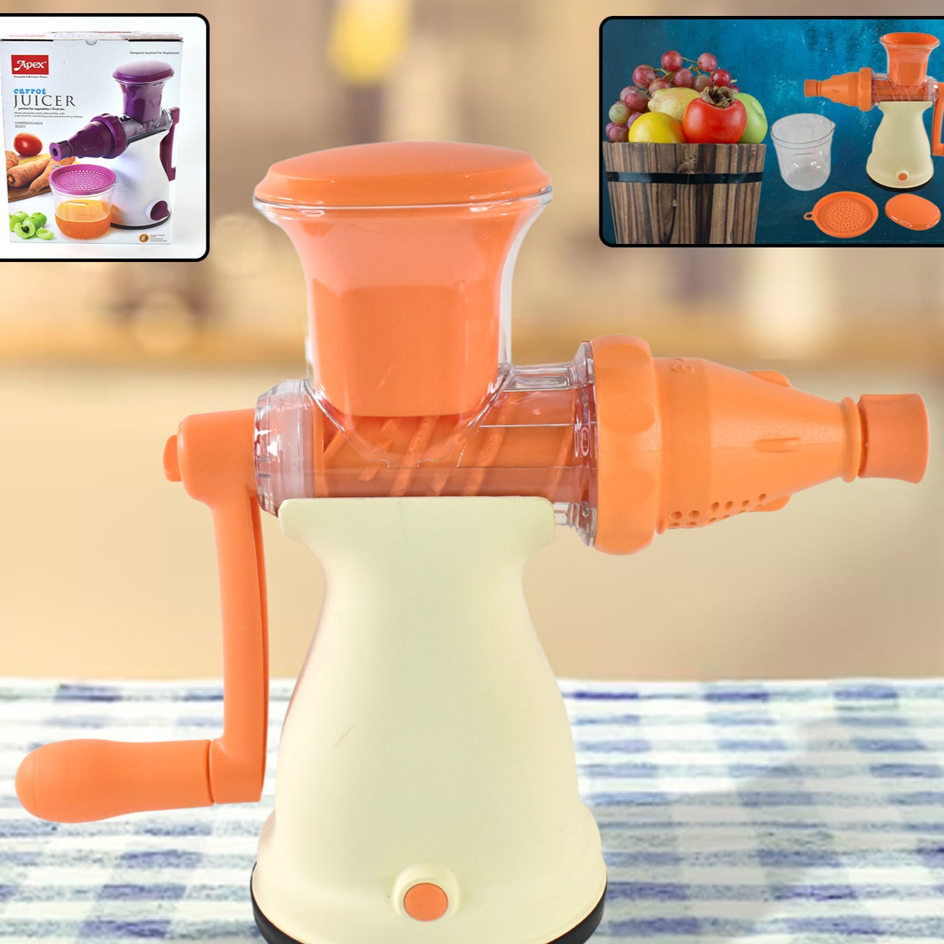 Apex Manual Carrot And Fruit Juicer  Heavy-duty (1 Pc With Glass) - Happy Price - Image 1