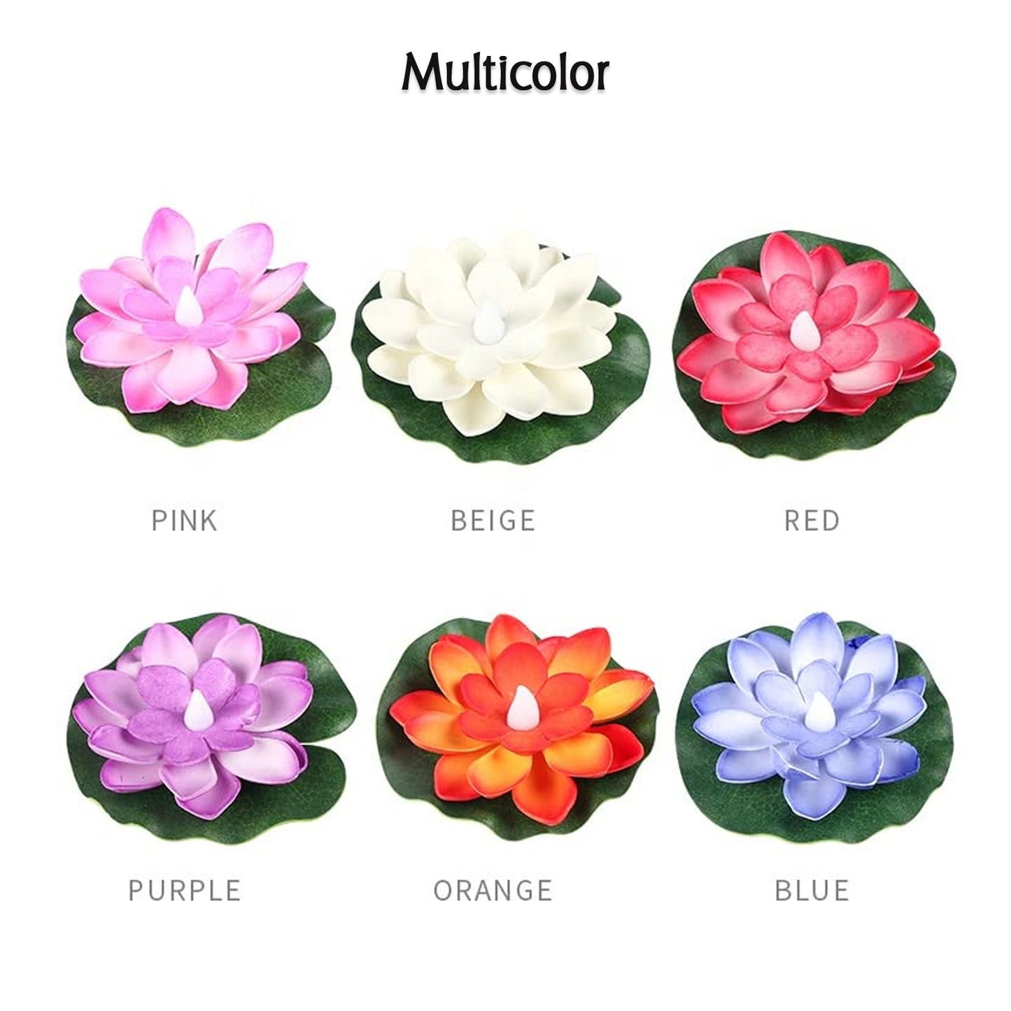 Water Floating Smokeless Candles  Lotus Flowers Sensor Led Tealight For Outdoor And Indoor Decoration - Pack Of 6 Candle Candle (Pack Of 6) - Happy Price - Image 7