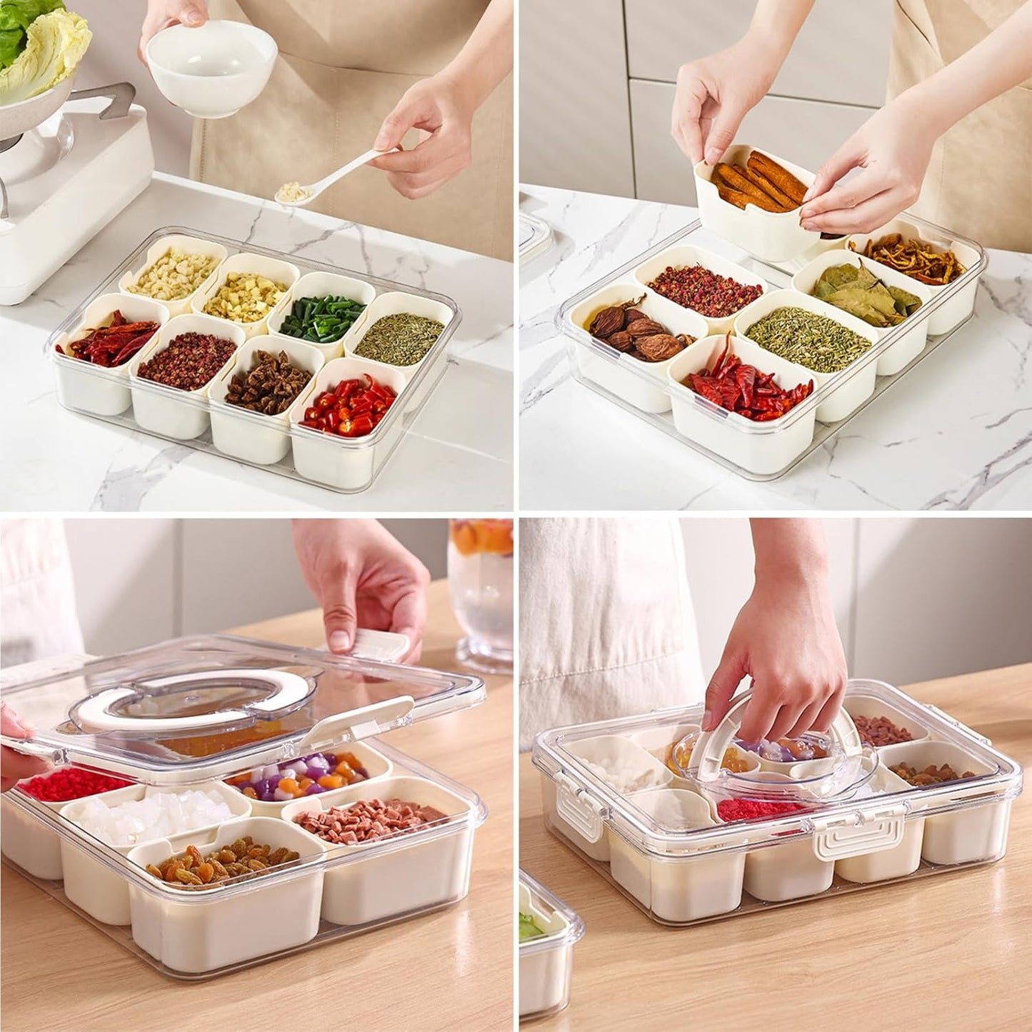 6 Compartment Fridge Organizer Box with Lid, 2300ml Capacity - Happy Price - Image 7