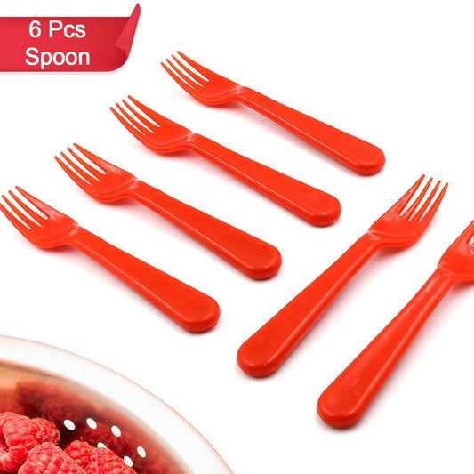 Plastic Fork Spoon Fork Spoon Set Fruit Fork Spoon Set  Baby Fork Spoonvegetable Fork Spoon Plastic Salad Spoon Dessert Spoon (6pc Set) - Happy Price - Image 1