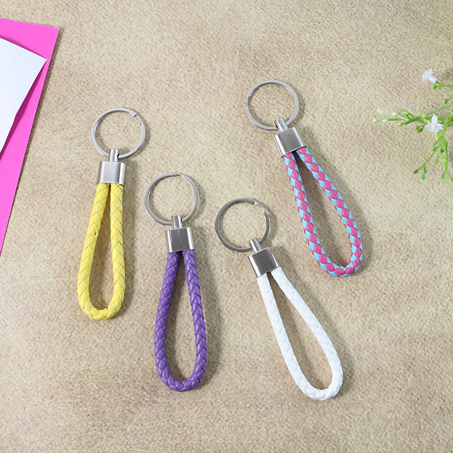 Braided Loop Keychain Set - 4 Pcs for Car, Bike, Home Keys - Happy Price - Image 3