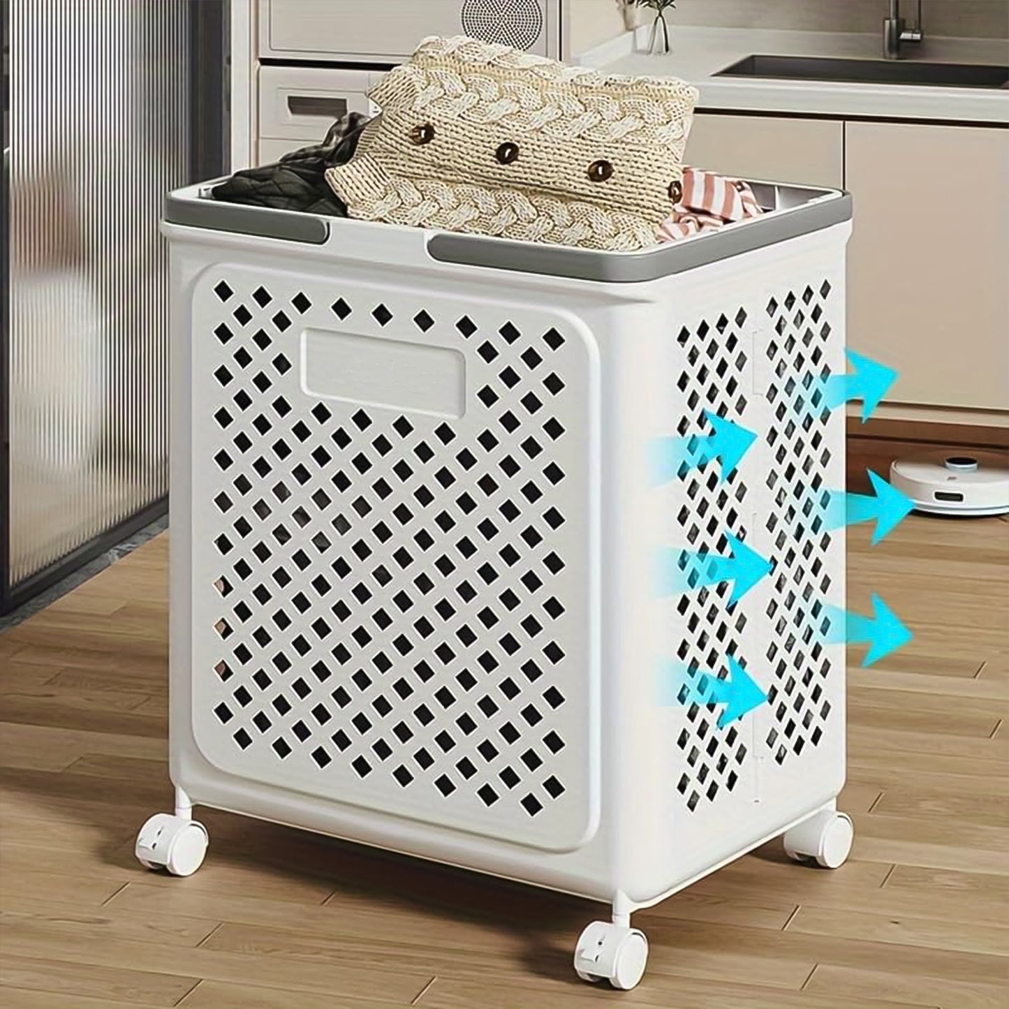 Large Foldable Laundry Basket With Wheels - Happy Price - Image 6