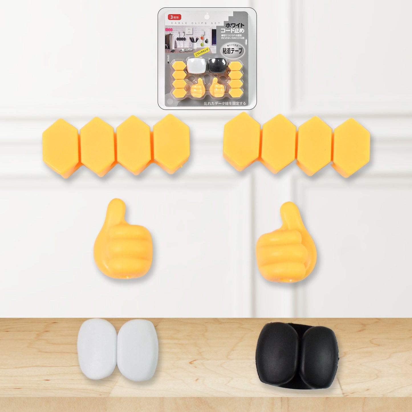 Self Adhesive Hooks For Cable Clips Desktop Cable Organizer (6 Pcs Set  Mix Design) - Happy Price - Image 2