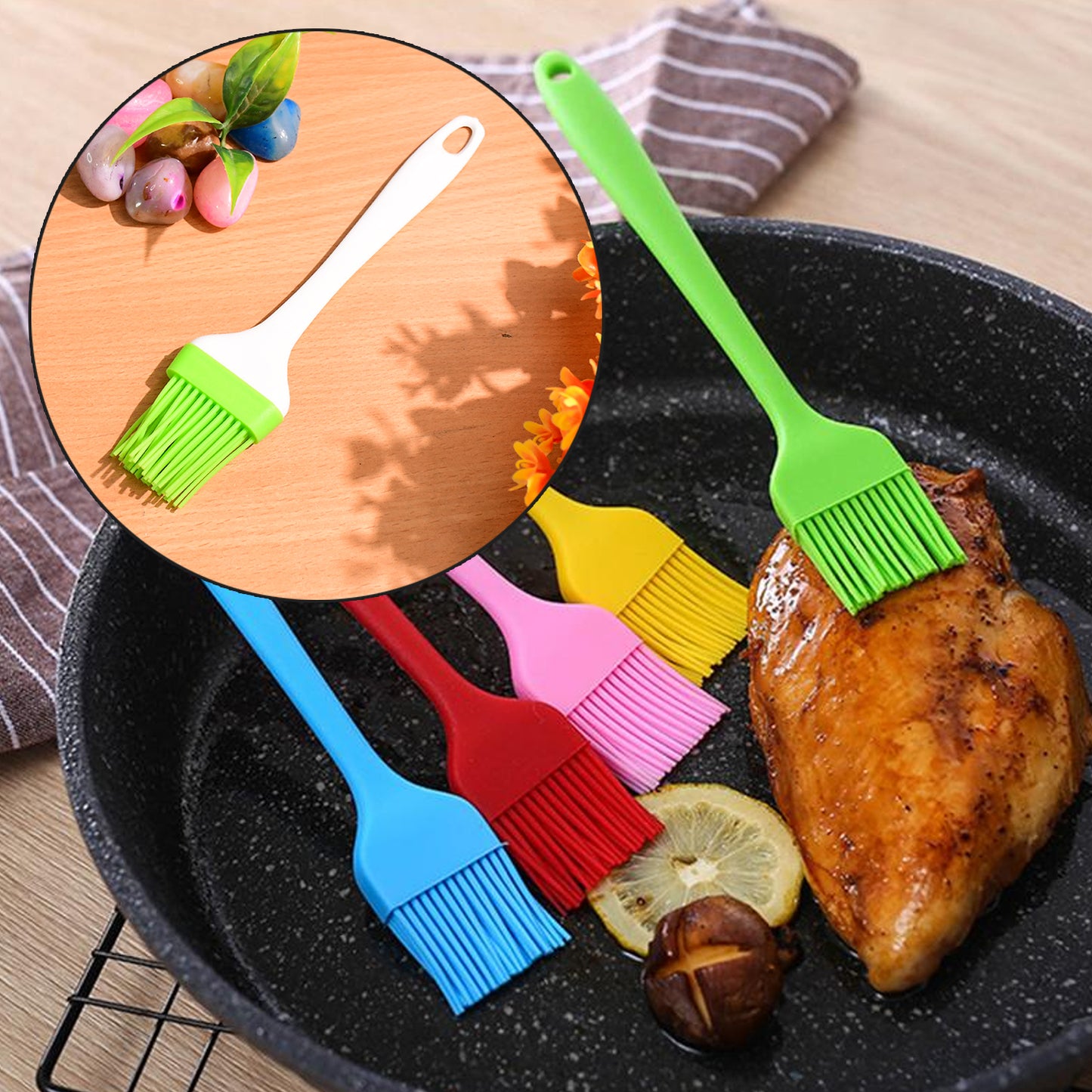 Silicone Kitchen Oil Spatula Brush With Handle Pastry  Cake Brush (17 Cm  1 Pc) - Happy Price - Image 4