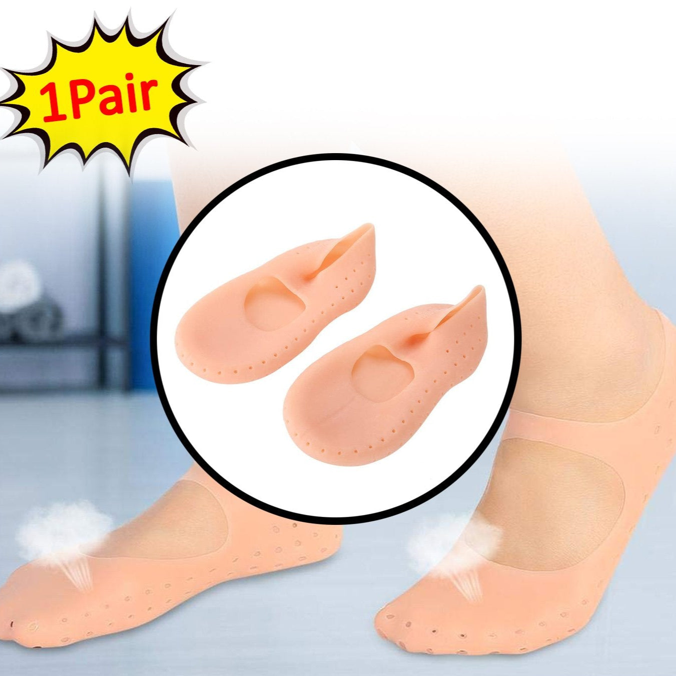 Anti Crack Silicone Gel Foot Protector Moisturising Socks - Happy Price - Image 1
