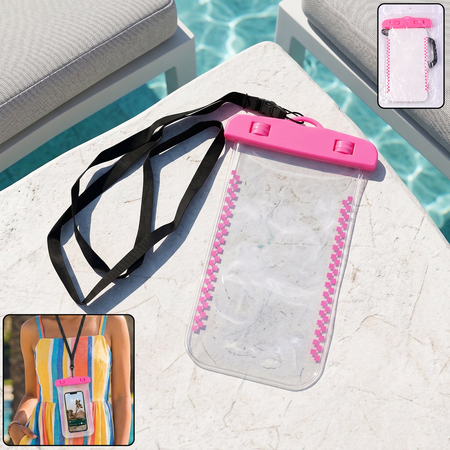Waterproof Mobile Pouch with Lanyard - 1 Pc Universal Sealed Phone Case - Happy Price - Image 2