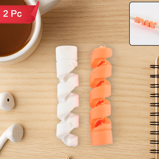 2 Pcs Spiral Cable Protectors - Anti-Fray Strain Relief for Charging Cords - Happy Price - Image 1