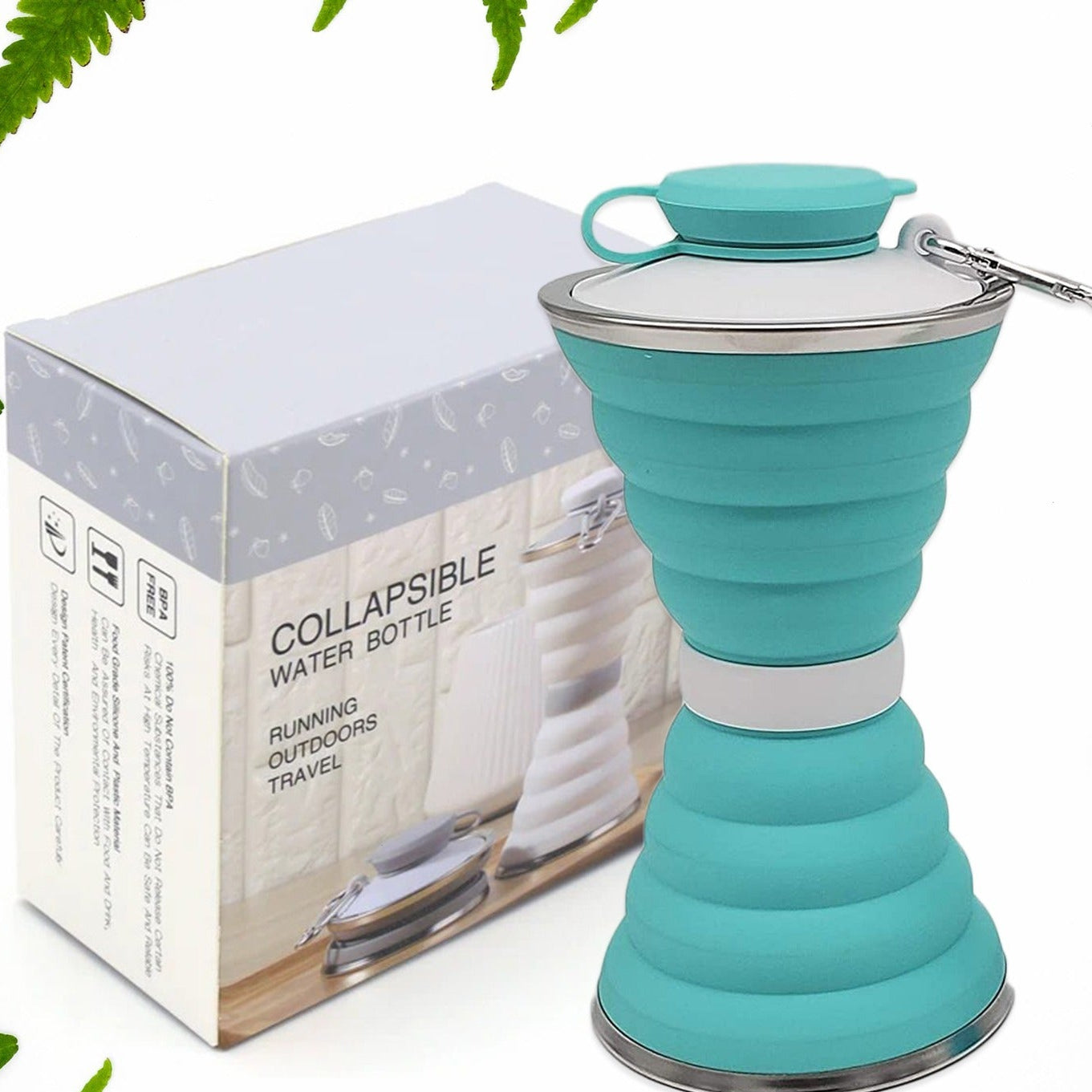 Silicone Traveling Water Bottle Bpa Free - Leak Proof Lightweight Collapsible - Small Folding Refillable And Space Saver For Camping Gym Sports Hiking Biking Yoga Outdoor - Happy Price - Image 1