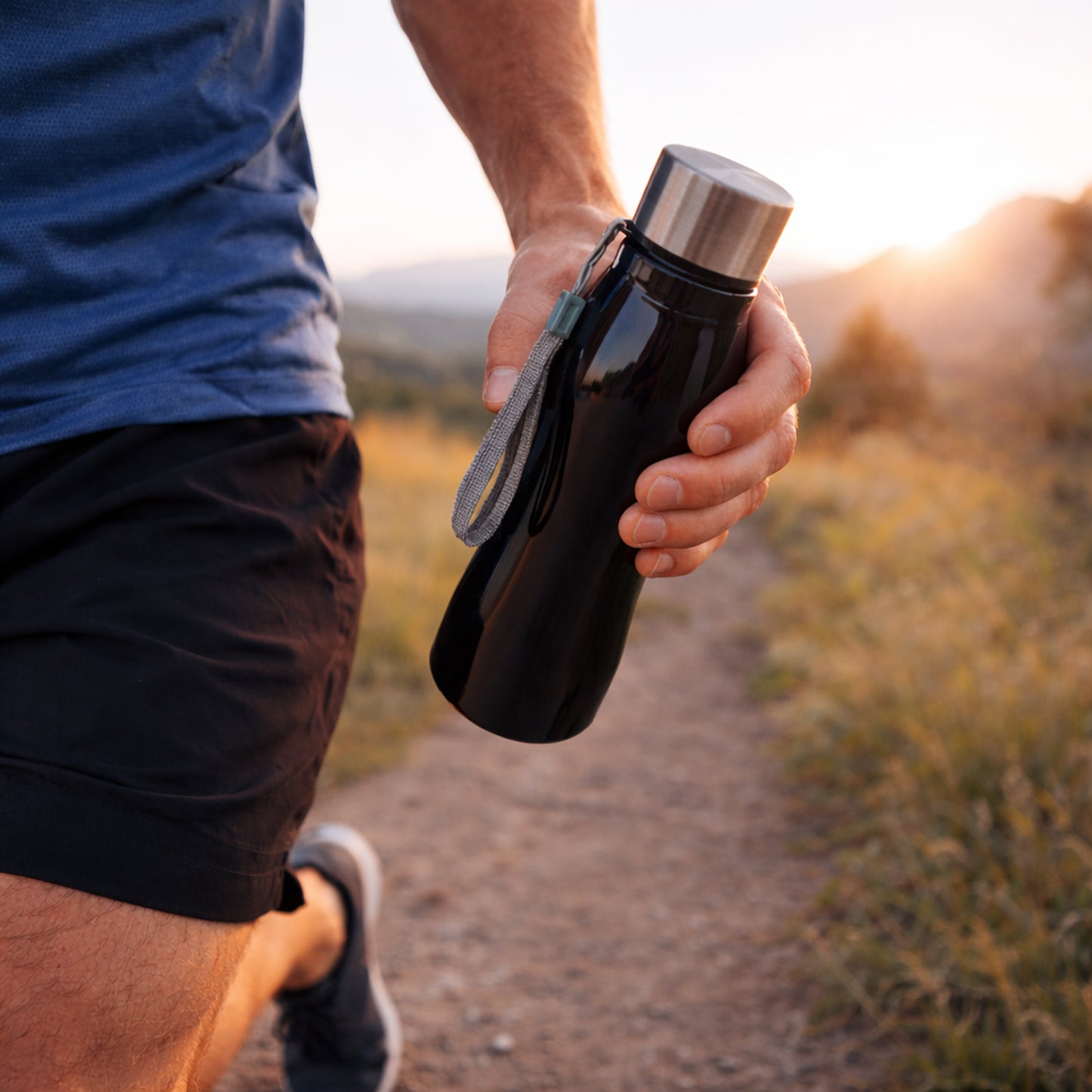 Stainless Steel Water Bottle 600 ML with Carry Strap - Happy Price - Image 3