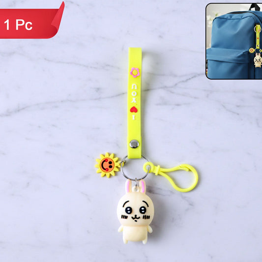 Cute Bunny Silicone Keychain with Decorative Strap (1 Pc) - Happy Price - Image 1