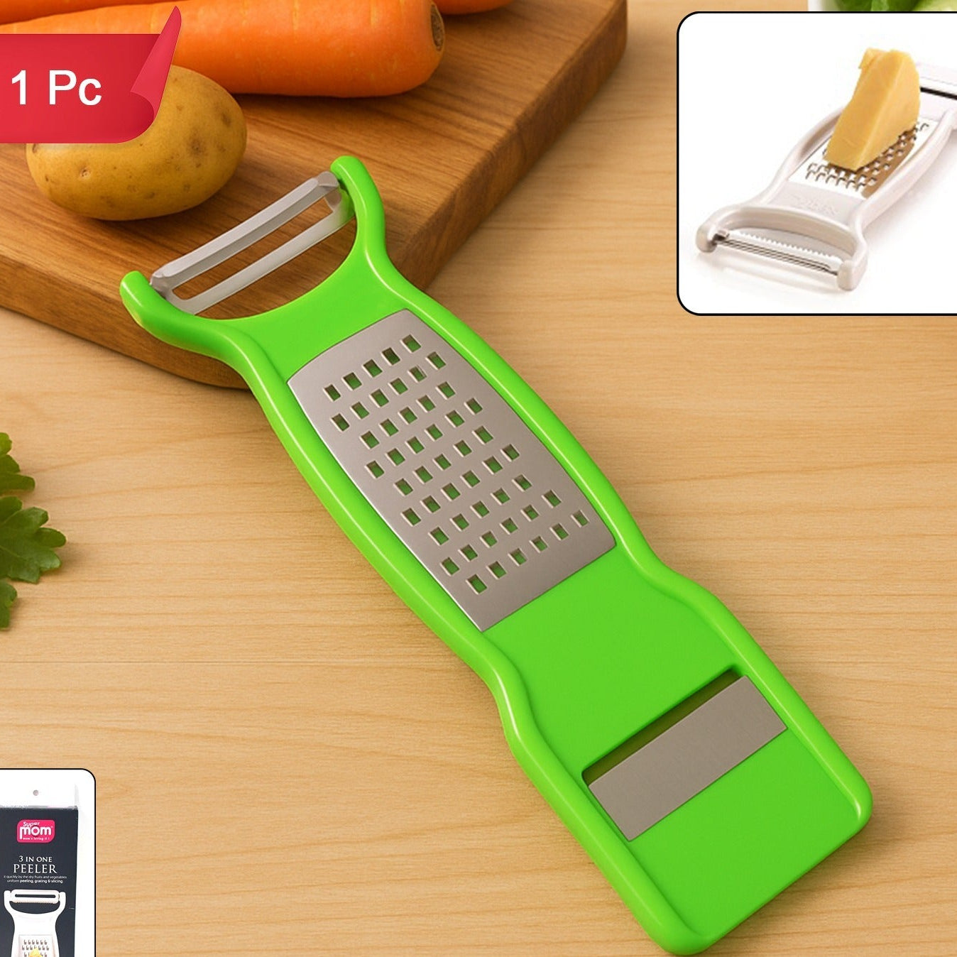 3-in-1 Stainless Steel Kitchen Peeler, Grater & Slicer (1 Pc) - Happy Price - Image 1