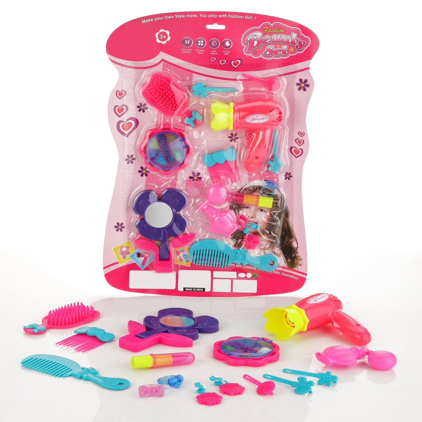 Girls Bring Along Beauty Suitcase Makeup Vanity Toy (Multicolour) - Happy Price - Image 2