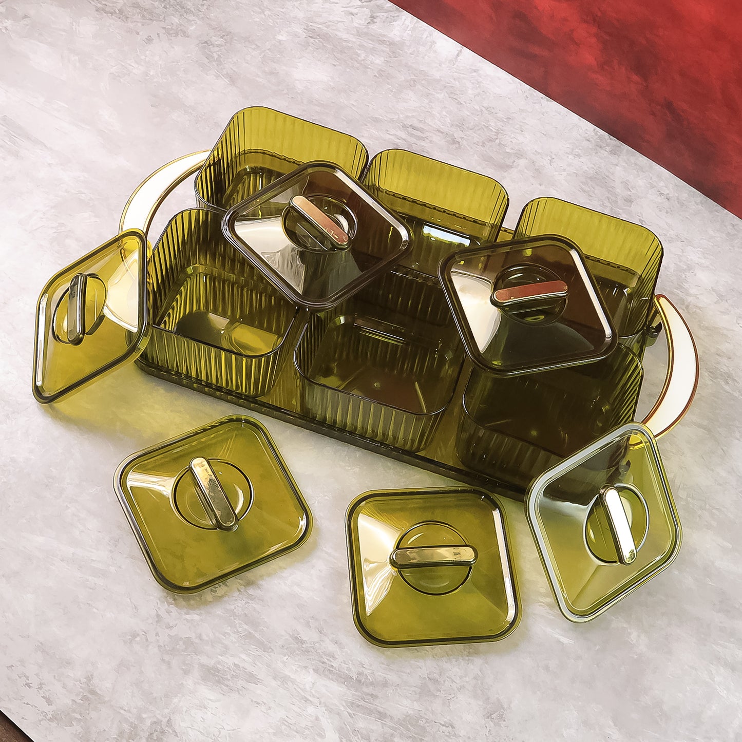Liger Multipurpose Transparent Spice Jar Set With Tray And Lids 400ml Approx (6 Pc) - Happy Price - Image 3