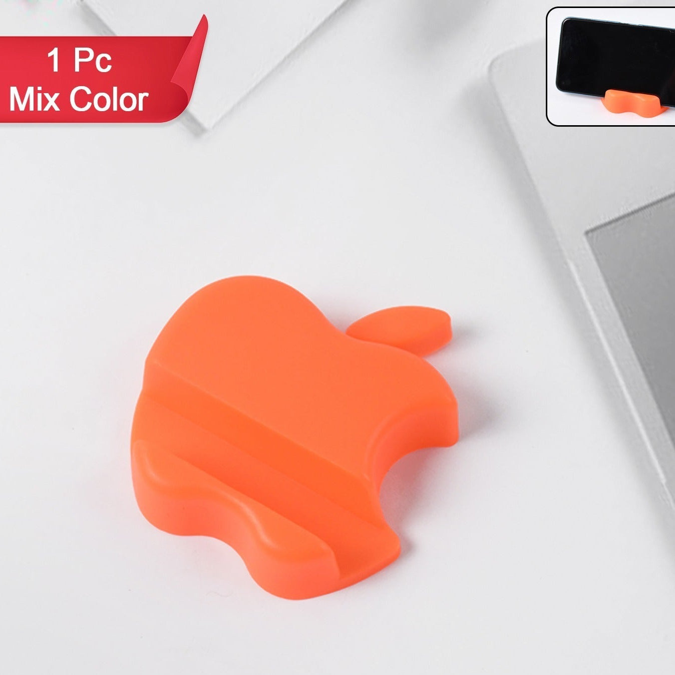 Apple Shape Plastic Mobile Stand for Smartphones (1 Pc, Assorted Colors) - Happy Price - Image 1