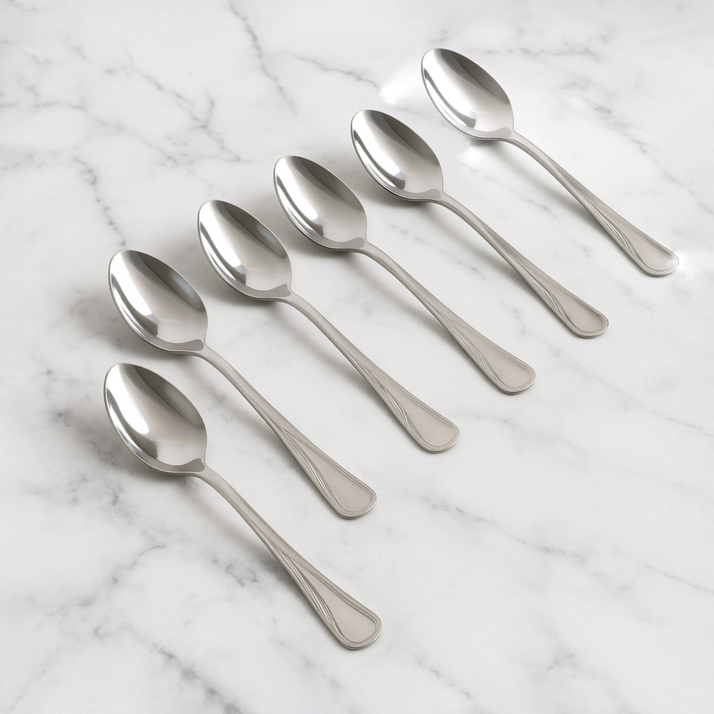 Stainless Steel Dining Spoons Set - 6 Pcs, Polished Finish - Happy Price - Image 3