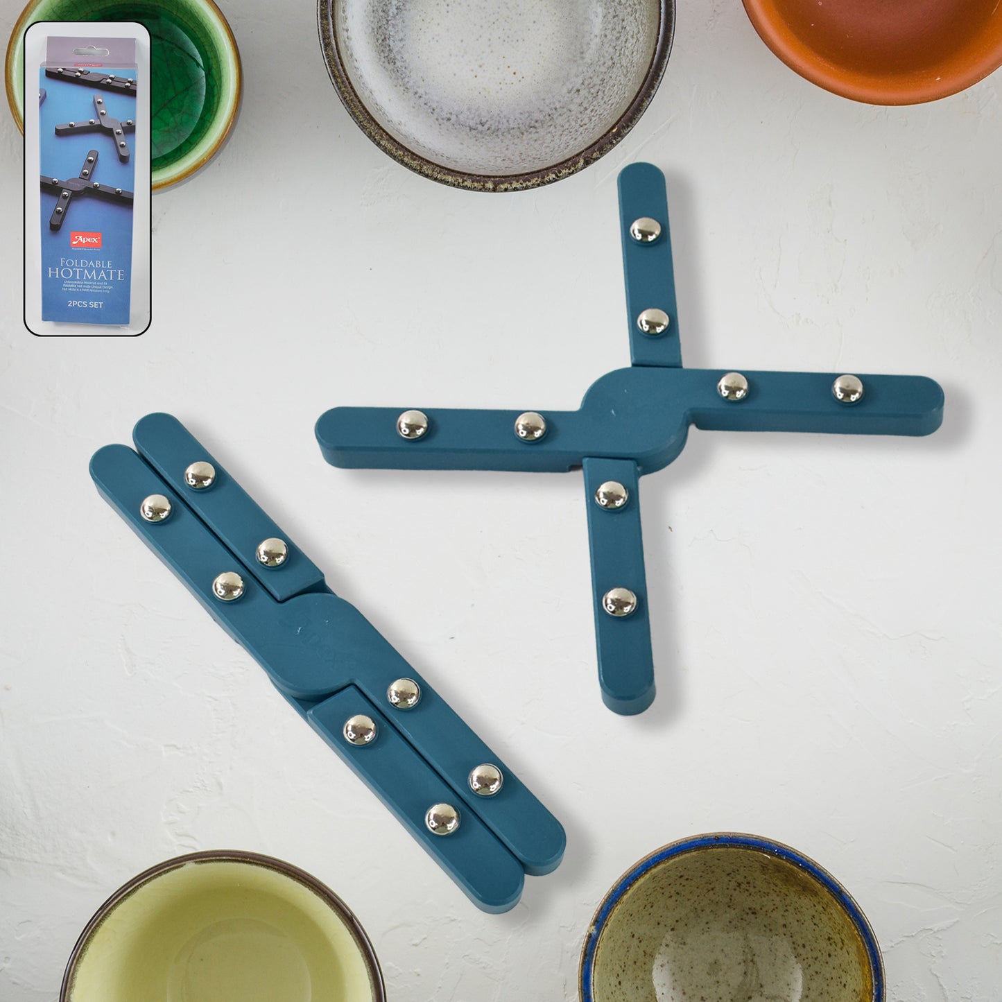 Apex Foldable Hot Mate Set  2 Pcs Folding Pan Stand For Hot Pots - Happy Price - Image 2