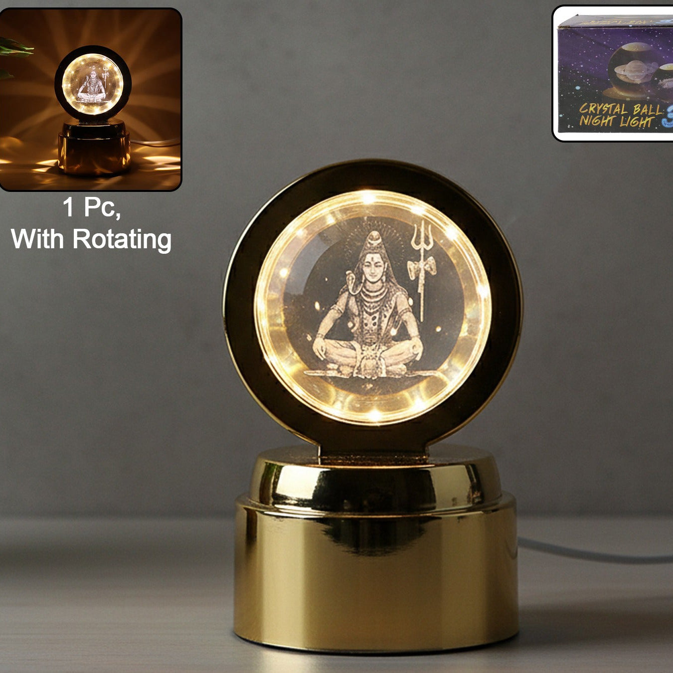 Mahadev 3d Crystal Ball Night Light (1 Pc)