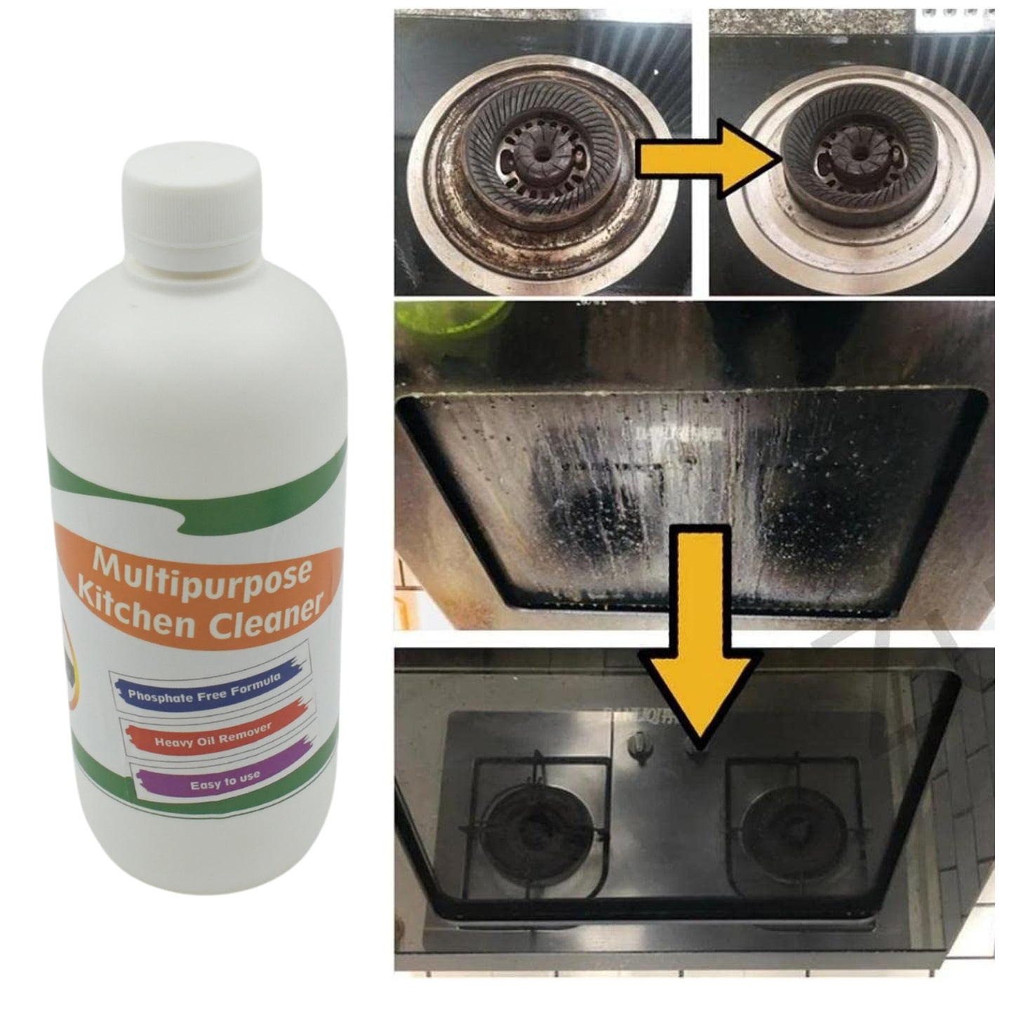 Kitchen Cleaner Spray Oil  Grease Stain Remover Stove  Chimney Cleaner Spray Non-flammable Nontoxic Magic Degreaser Spray For Kitchen Gas Stove Cleaning Spray (Approx 500ml) - Happy Price - Image 5
