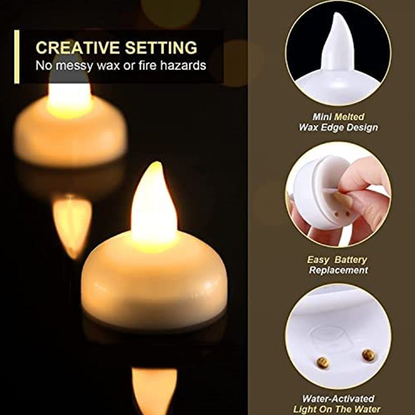 Set Of 12 Flameless Floating Candles Battery Operated Tea Lights Tealight Candle - Decorative Wedding. - Happy Price - Image 2