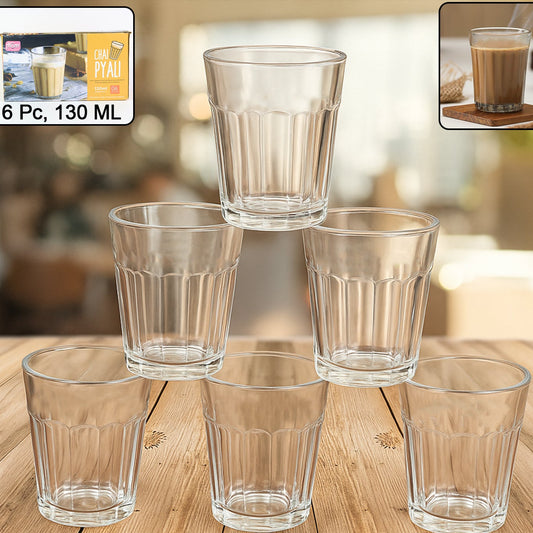 Transparent Polycarbonate Chai Pyali Tea Glass Set - 130ml, 6 Pcs - Happy Price - Image 1