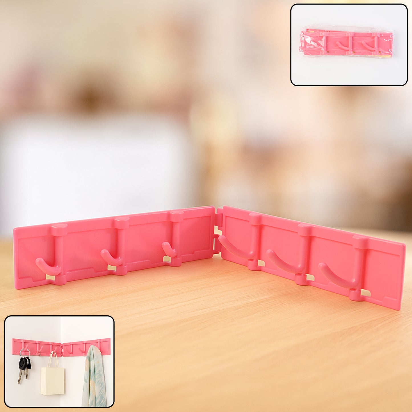 Rotating 6-Hook Wall Hanger - Foldable & Adhesive Organizer (1 Pc) - Happy Price - Image 2