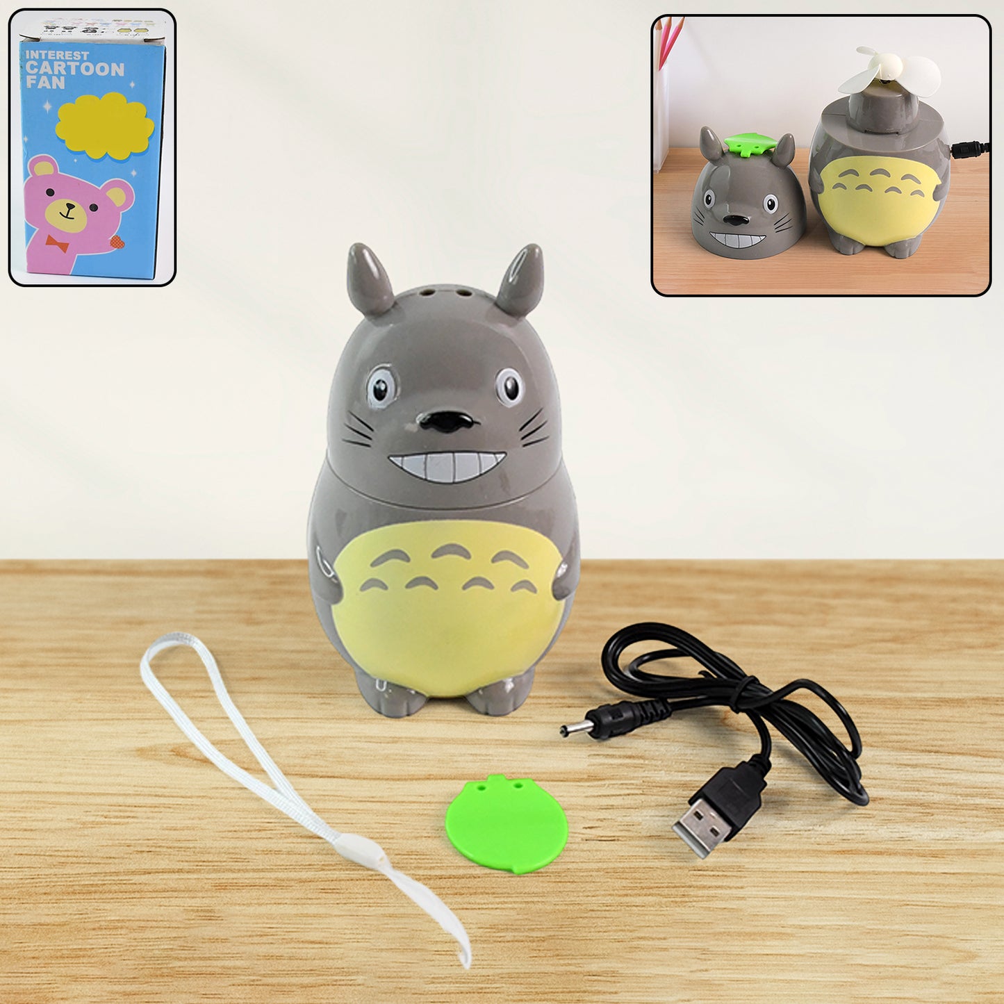 Usb Rechargeable Mini Cartoon Fan (1 Pc) - Happy Price - Image 6