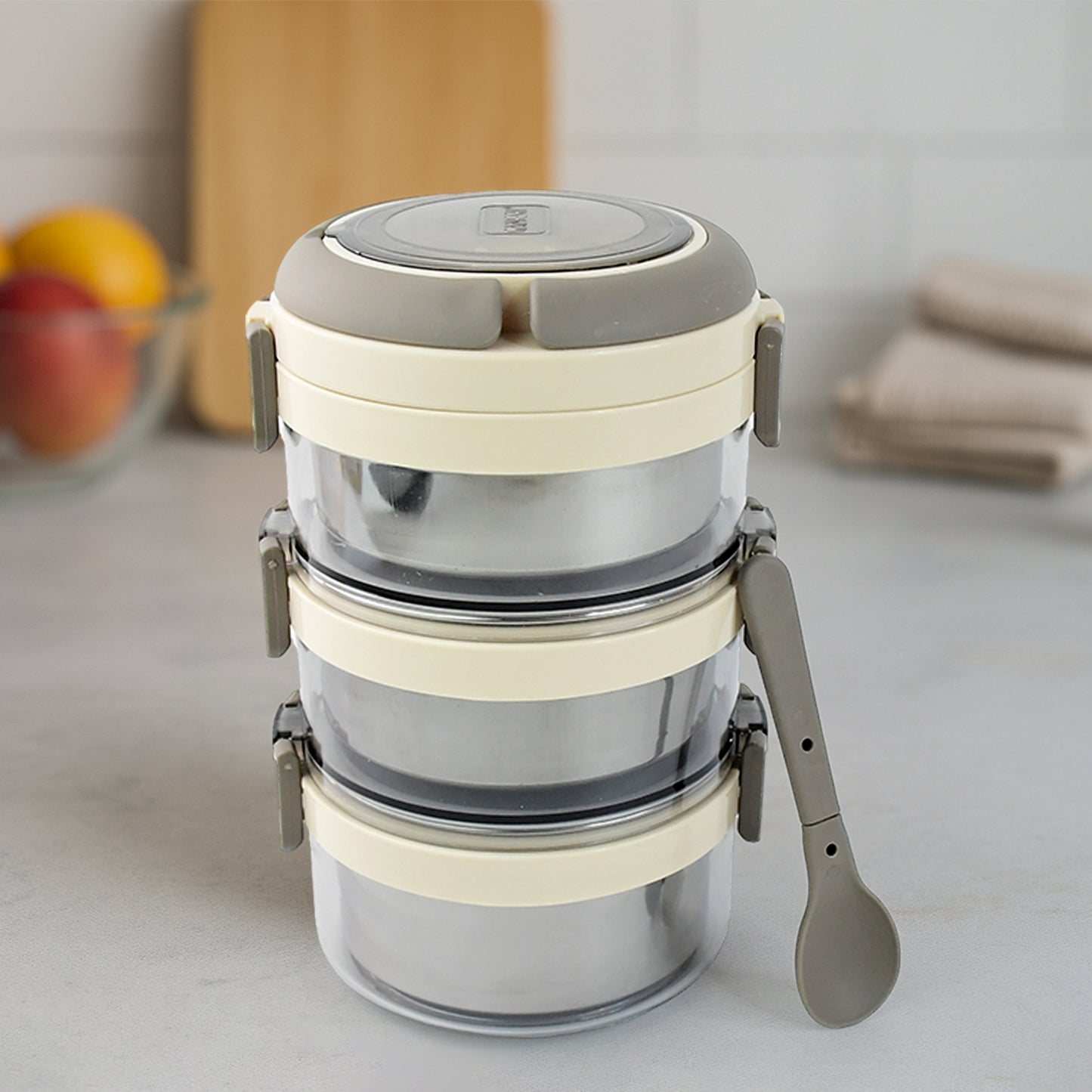 Ganesh Steko-3 Triple Layer Stainless Steel Insulated Lunch Box Set - Happy Price - Image 6