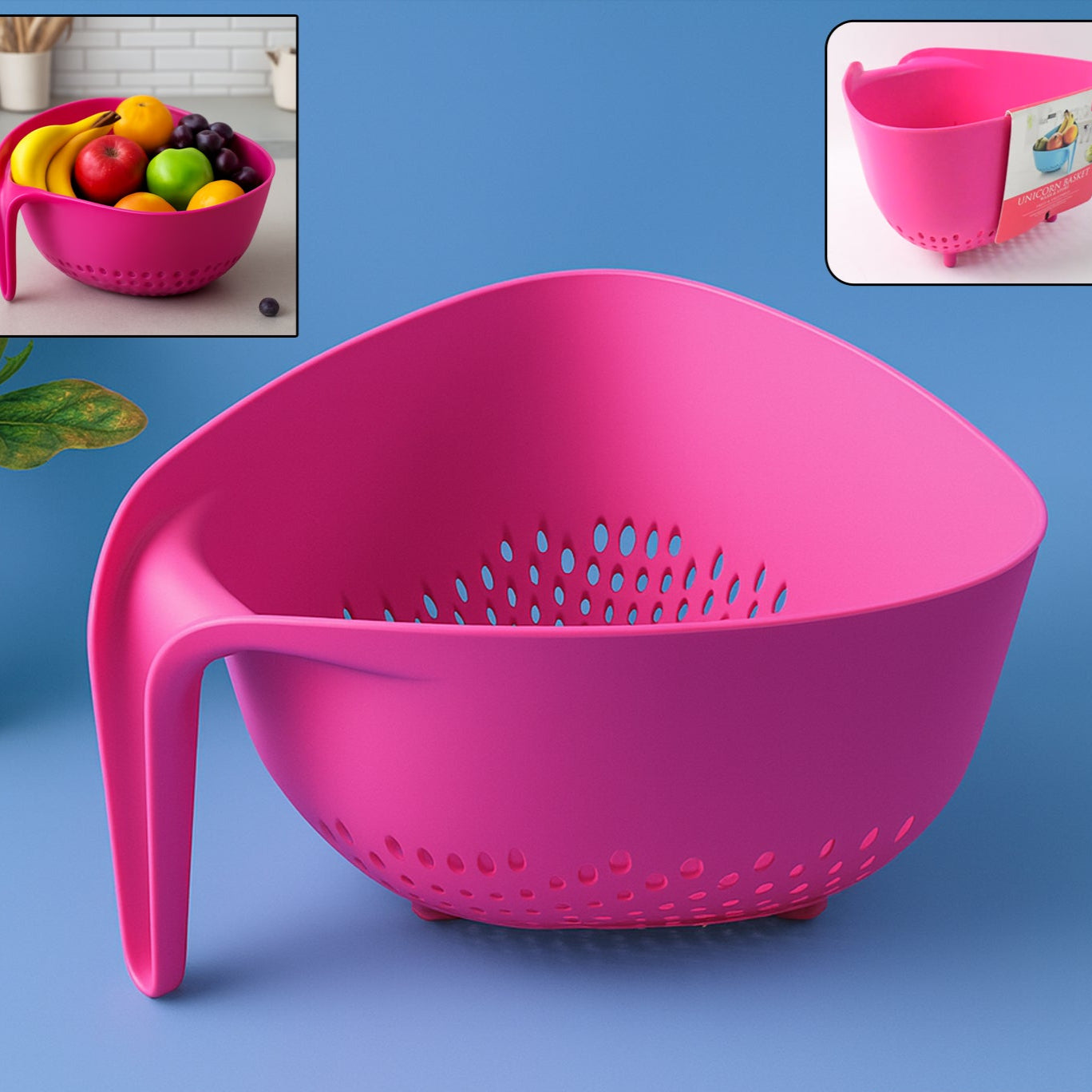 Premium Triangular Kitchen Colander with Handle - 1 Pc Strainer Bowl for Fruits, Vegetables & Rice - Happy Price - Image 1