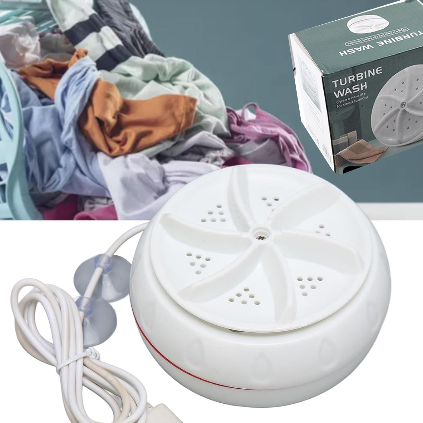 Mini Washing Machine Turbine Washing Machine Door Hinge  Lightweight Turbo Washer With Usb Cable For Home Camping College Rooms Use - Happy Price - Image 1