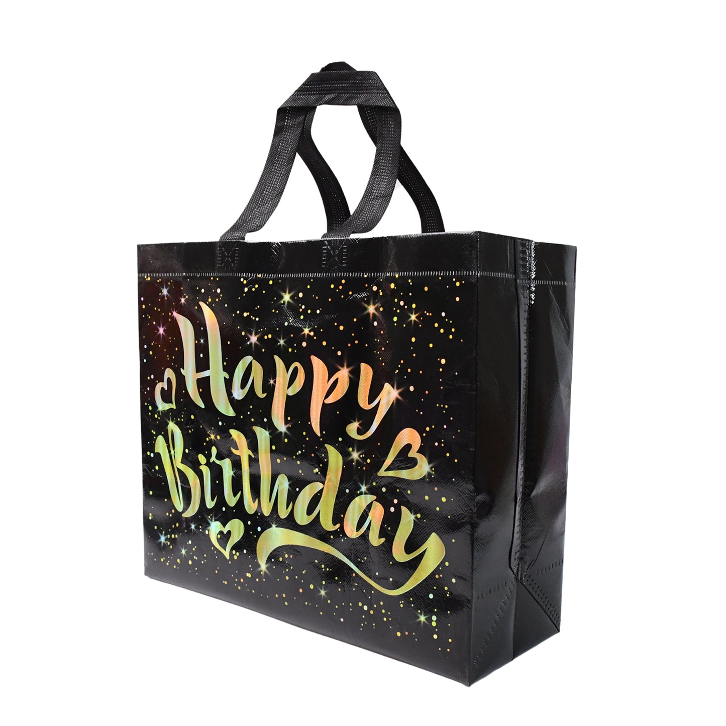 Birthday Gift Bag With Gold Shiny Stars Reusable Party Gift Bags (1 Pc) - Happy Price - Image 5