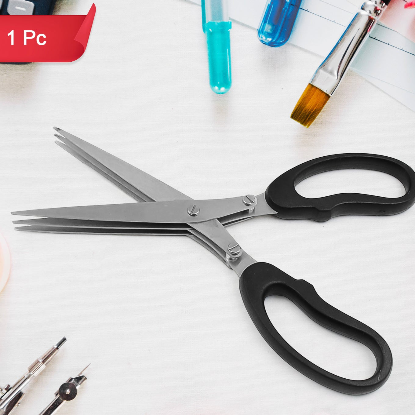 Multifunction Vegetable Stainless Steel Herbs Scissor With 3 Blades (1 Pc) - Happy Price - Image 1