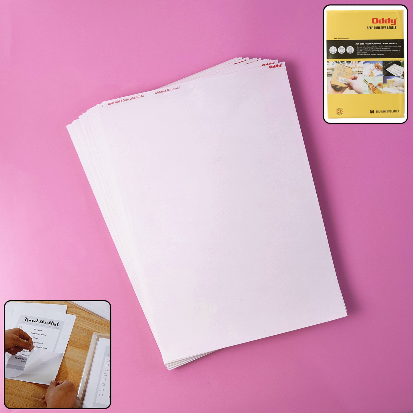 Oddy A4 Full Sheet Labels - 100 Sheets, Permanent Adhesive, Printer Compatible - Happy Price - Image 2