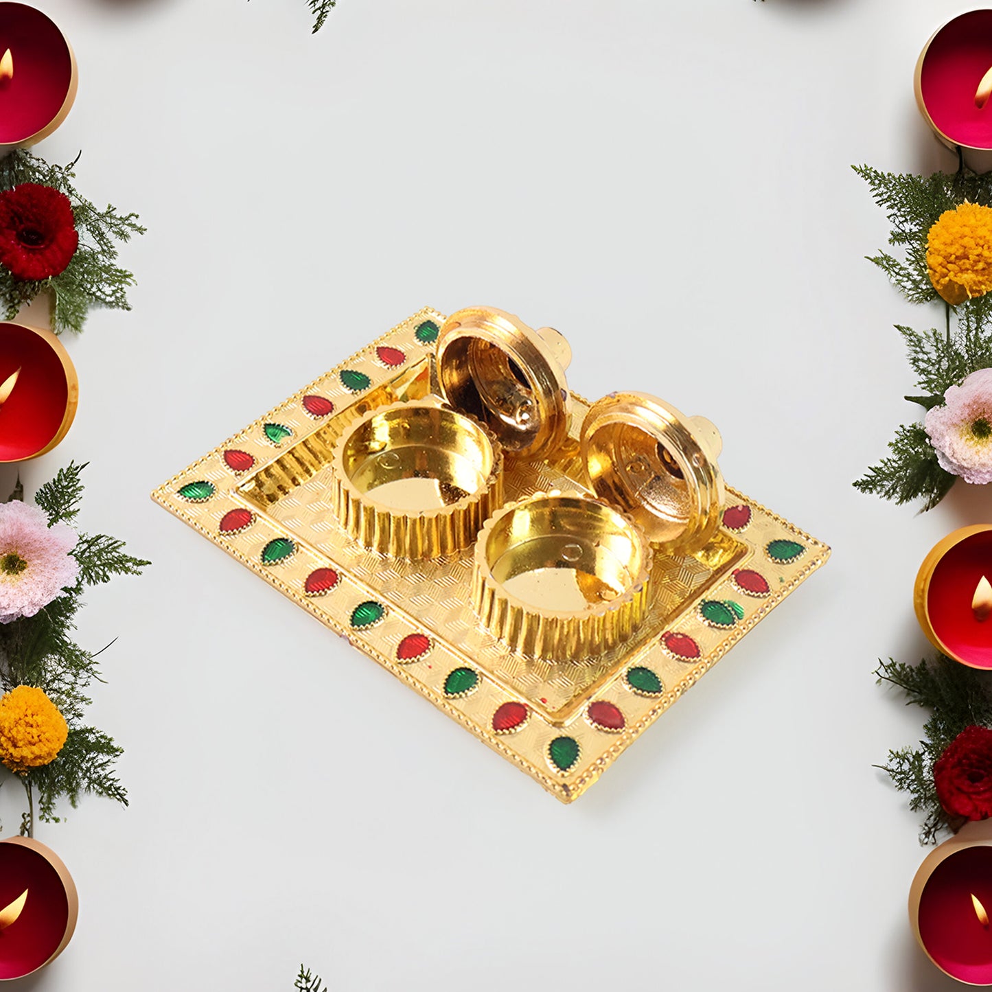 Rakasha Bandhan Special Puja Thali Kumkum Thali Holder Pooja Return Gift Indian Housewarming Gifts Brotherbhaibhabhisisterfamily Rakhi For Rakshabandhan - Happy Price - Image 3