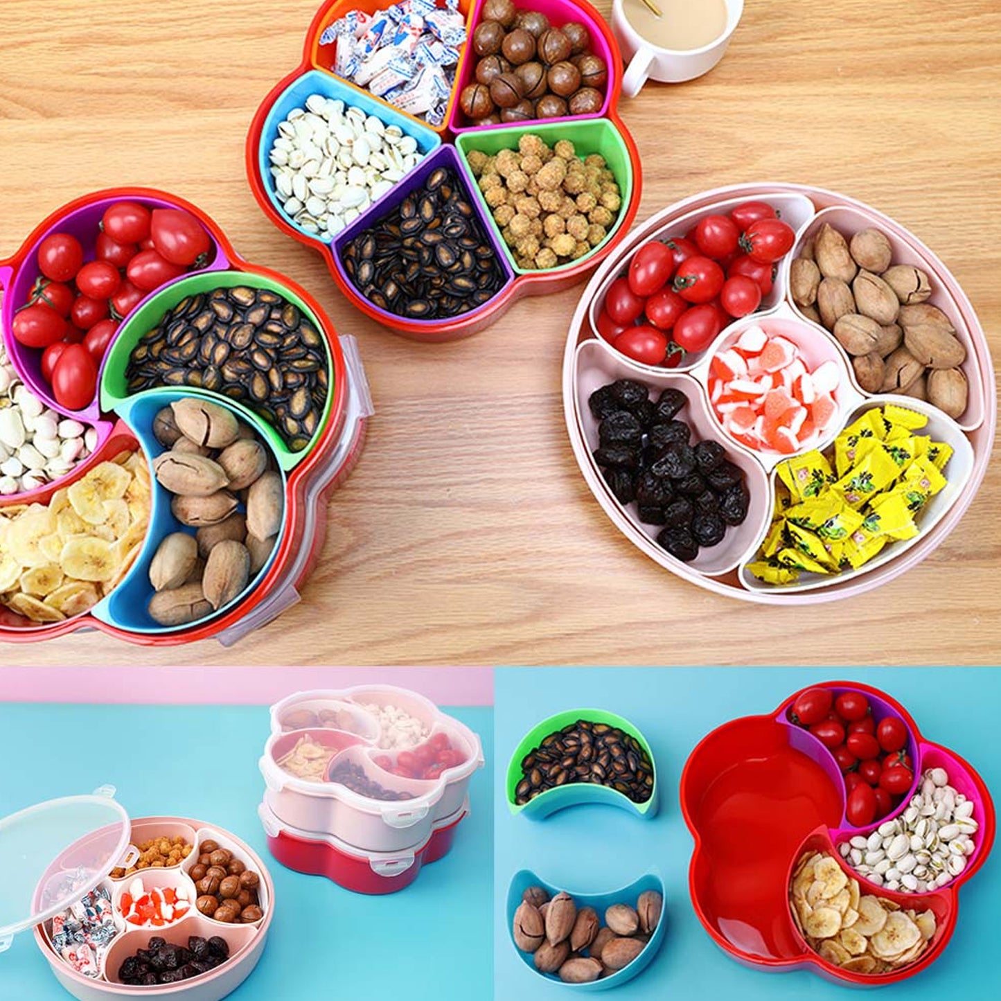 5compartments Party Food Storage Snack Nuts Box For Peanuts Fruits And Candy Box For Home  Kitchen Use - Happy Price - Image 5