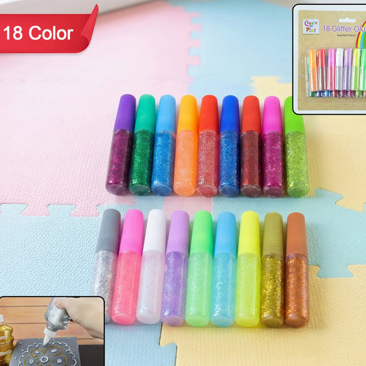 18 Colour Glitter Glue Pens Set for Art & Craft - Great Price - Image 1
