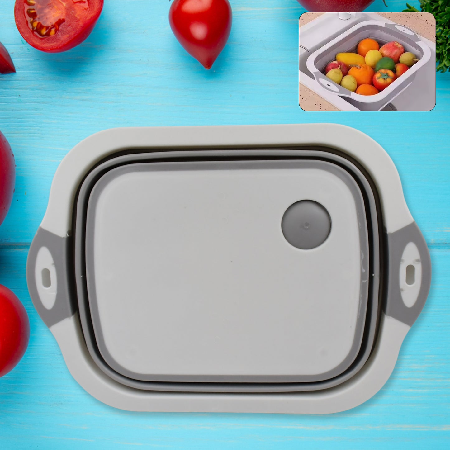 Collapsible Cutting Board With Dish Tub Basket - Happy Price - Image 2
