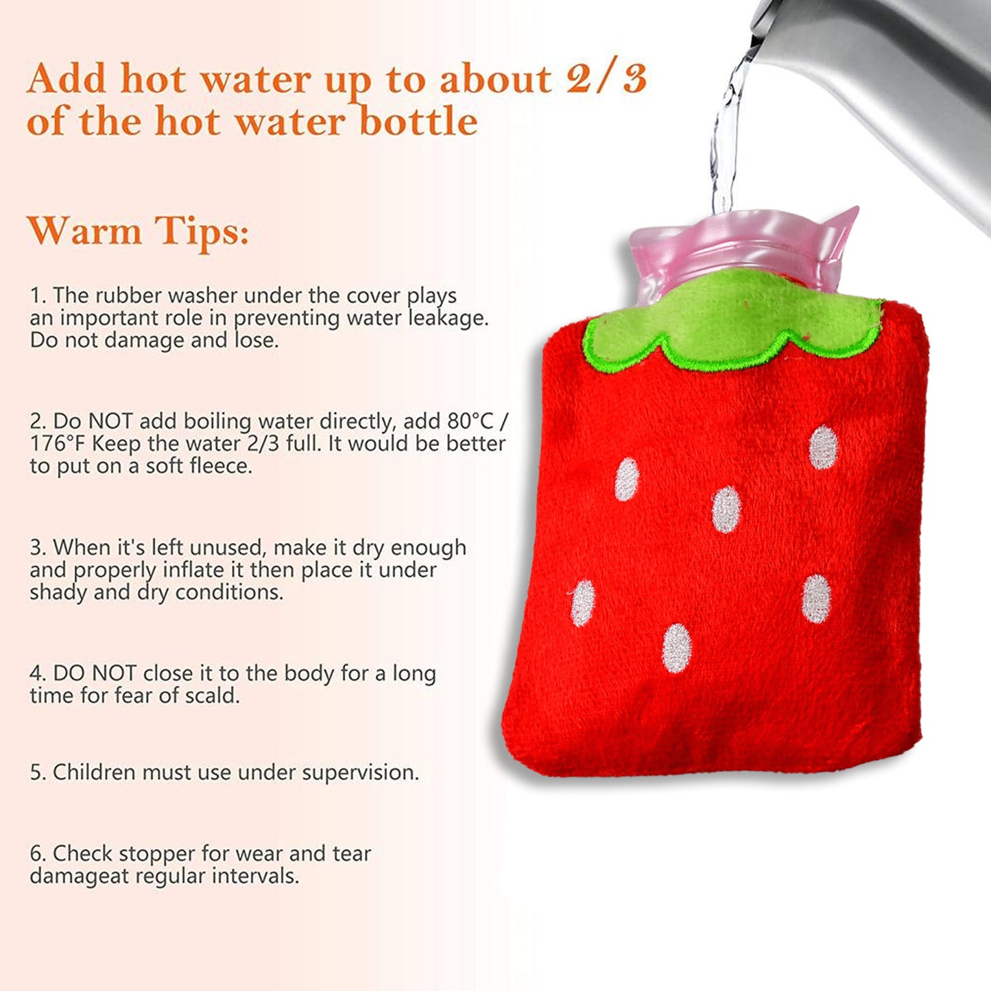 Strawberry Small Hot Water Bag With Cover For Pain Relief Neck Shoulder Pain And Hand Feet Warmer Menstrual Cramps. - Happy Price - Image 4