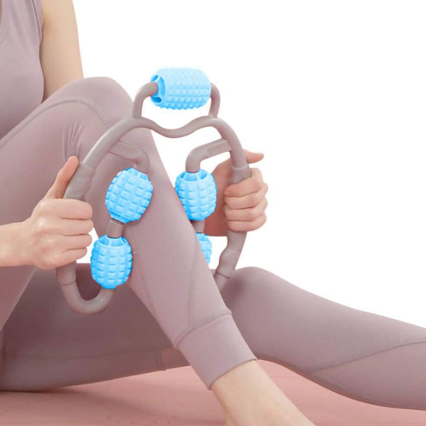 Muscle Massage Roller 5 Wheels Relieve Soreness Leg Muscle Roller Fitness Roller Muscle Relaxer Massage Roller Ring Clip All Round Massaging Uniform Force Elastic Pp Drop Shaped For Home Use (1 Pc) - Happy Price - Image 3