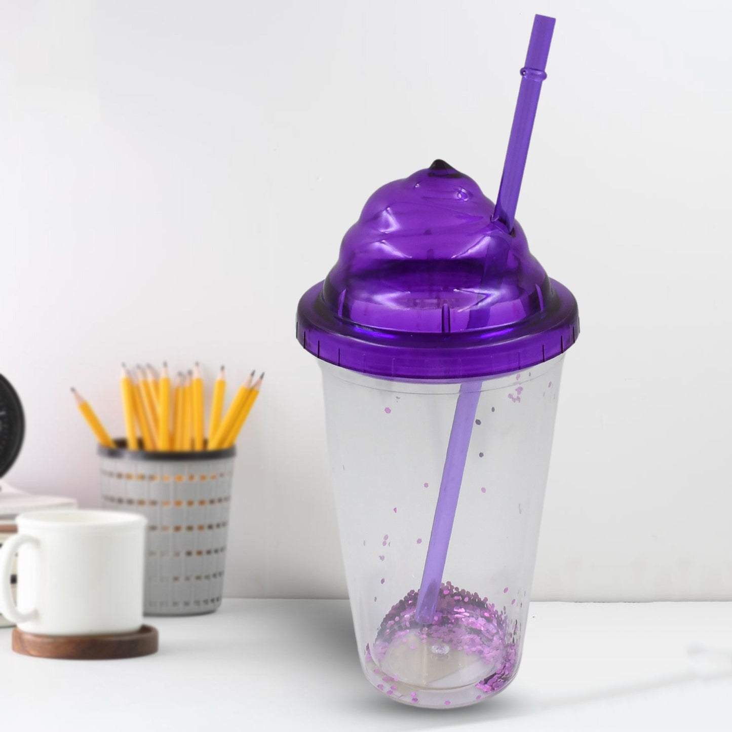 High Quality Plasticcreative Cold Drink Cup  Tumble Reusable Tea Coffee Tumbler With Lid And Straw Double Wall Plastic Drinking Sport Bottletravel Tumbler (1 Pc  Mix Color) - Happy Price - Image 2