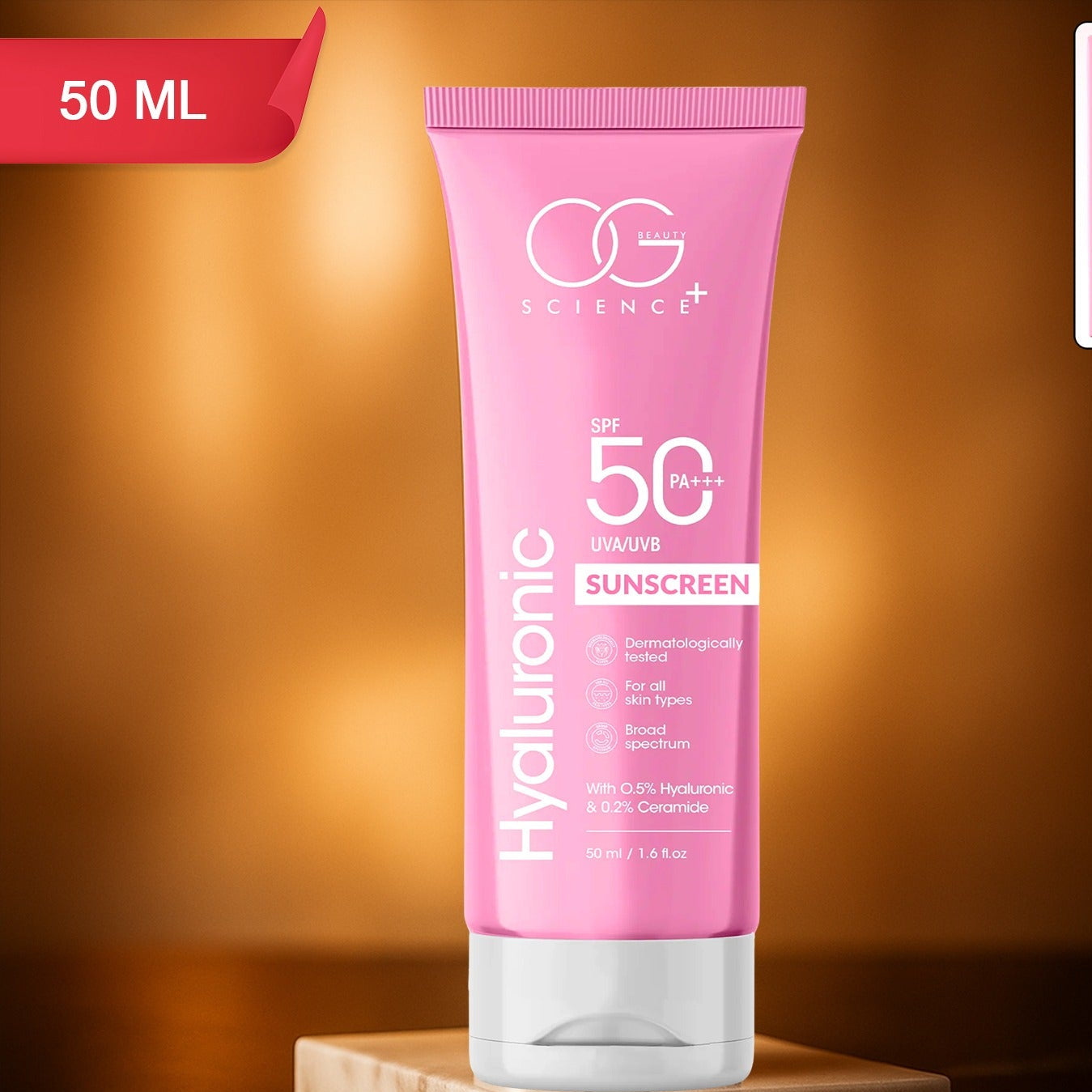 Hyaluronic Acid Sunscreen SPF 50 PA+++, 50ml - Hydrating & Non-Greasy UVA/UVB Protection - Happy Price - Image 1