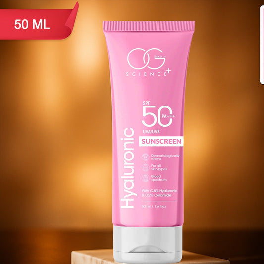 Hyaluronic Acid Sunscreen SPF 50 PA+++, 50ml - Hydrating & Non-Greasy UVA/UVB Protection - Happy Price - Image 1