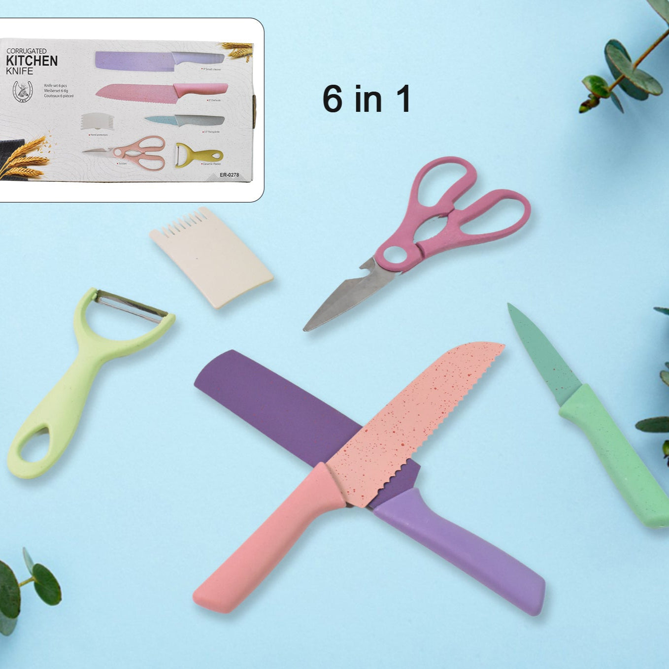 Professional Colorful Kitchen Knives Set (6 Pcs Set) - Happy Price - Image 1