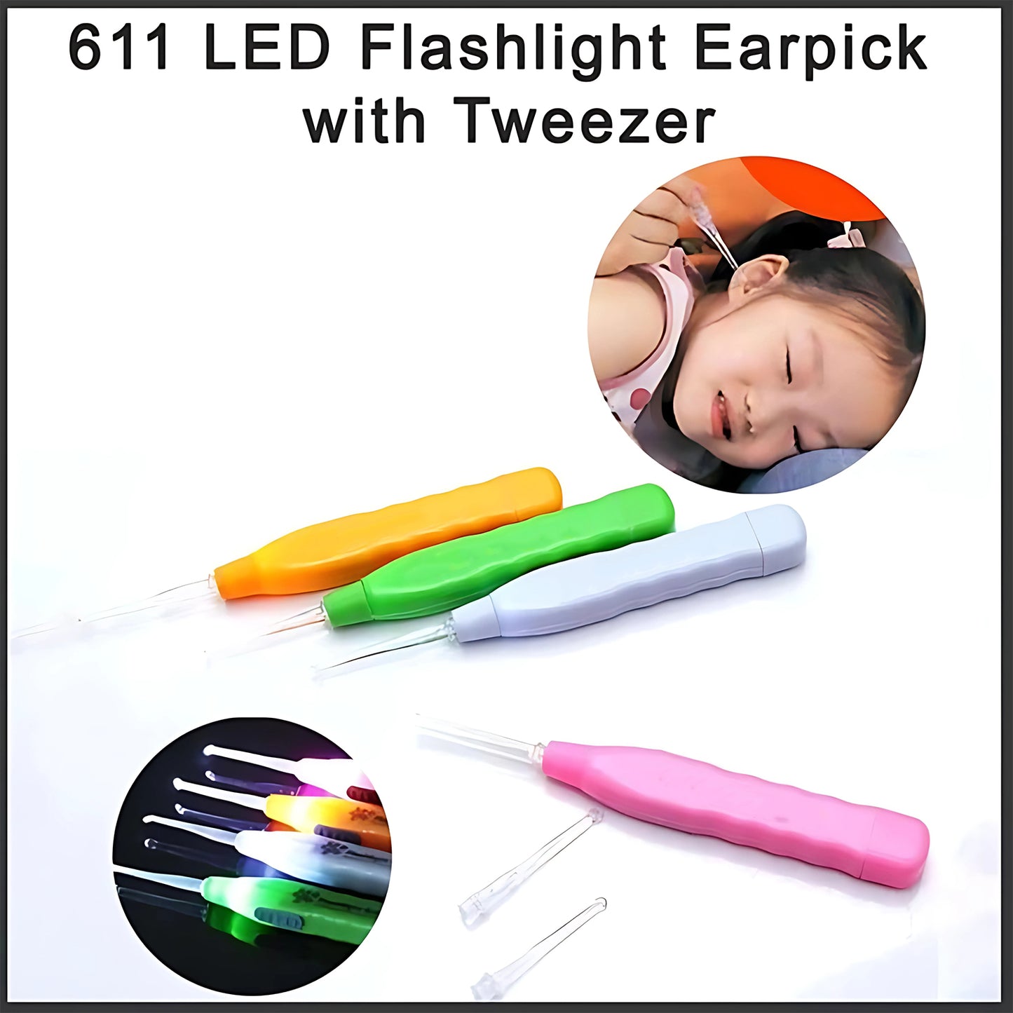 Pink Led Flashlight Earpick With Tweezer (1 Pc) - Happy Price - Image 6