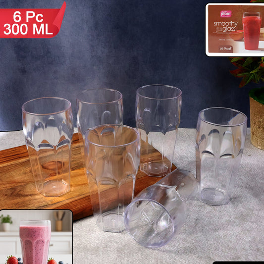 HappyPrice 300ml Unbreakable Plastic Tumbler Set - 6 Pcs Transparent Drinkware - Happy Price - Image 1
