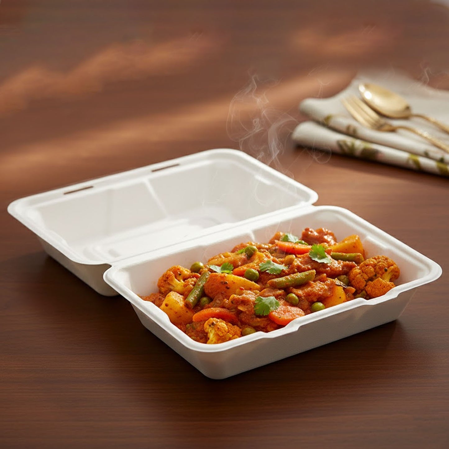 10 Pc Bagasse Clamshell Food Boxes - 9x6 Inch Eco-Friendly Takeaway Containers - Happy Price - Image 6