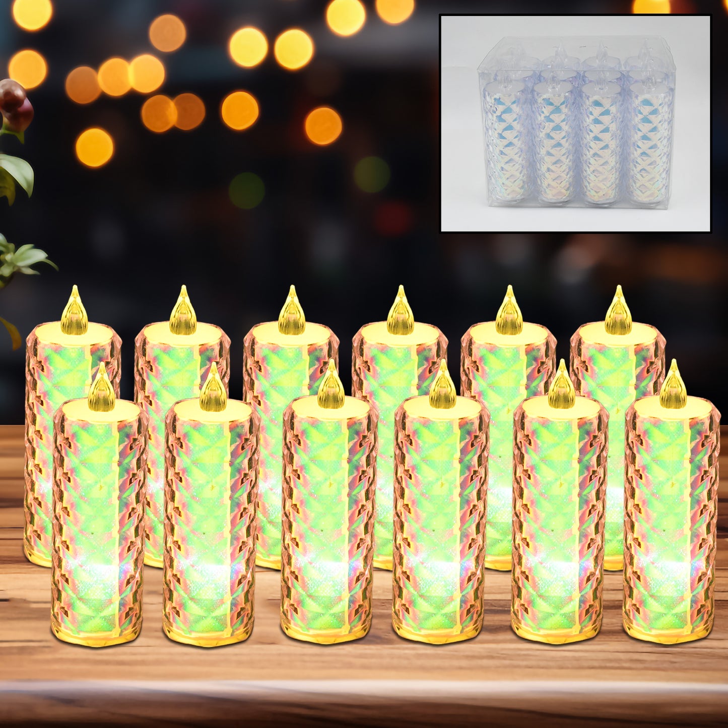 12 Pack LED Tealight Candles - Warm Yellow Flickering Flameless Lights - Happy Price - Image 2