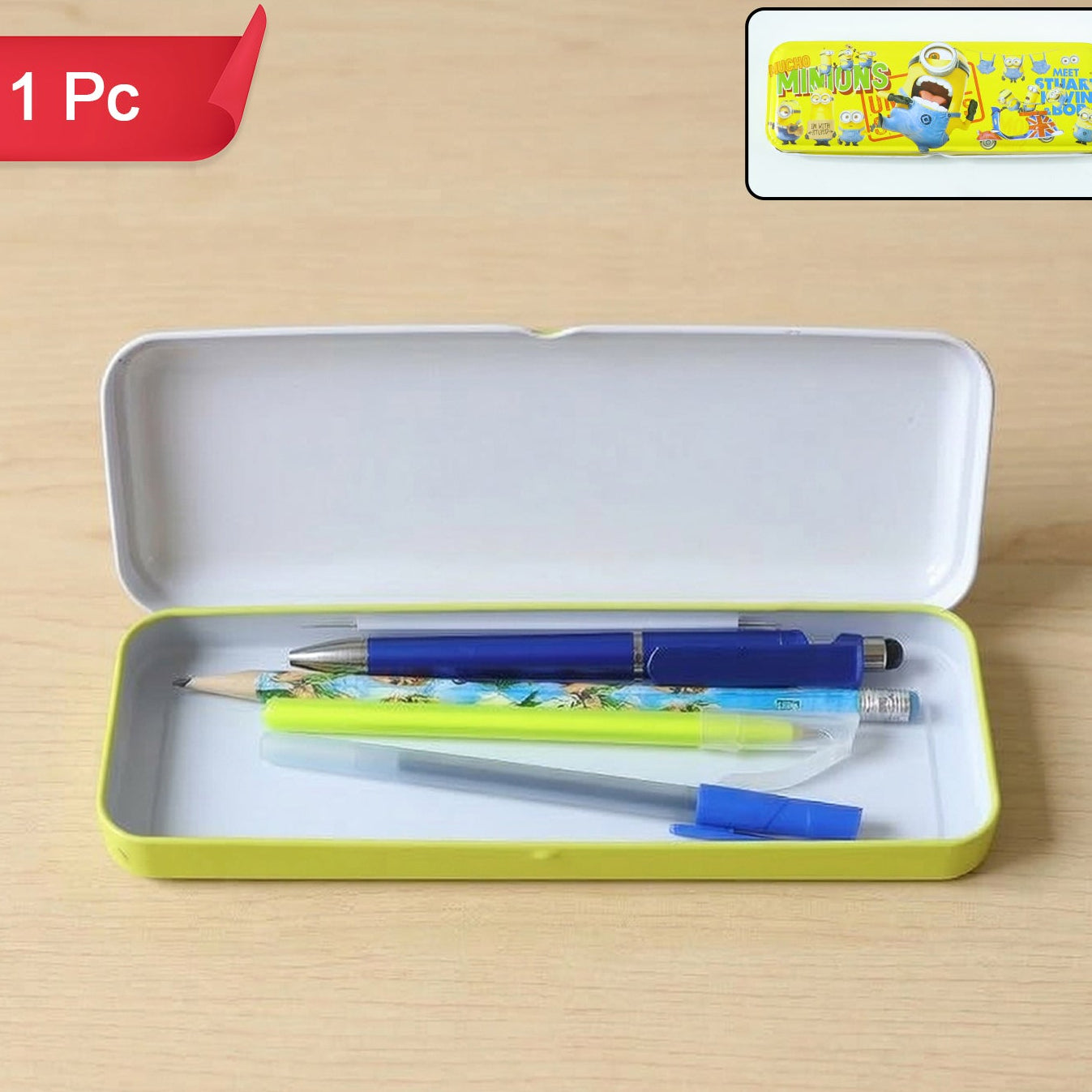 Cartoon -themed Metal Pencil Box With Cute Design (1 Pc Mix Design)