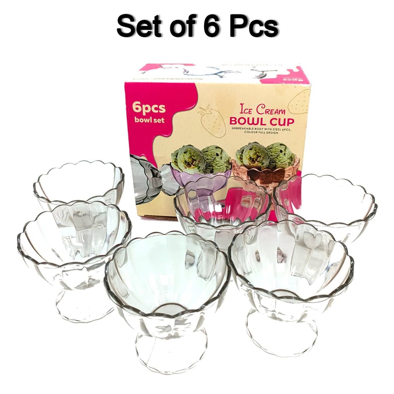 0091c Serving Dessert Bowl Ice Cream Salad Fruit Bowl - 6pcs Serving Dessert Bowl Ice Cream Salad Fruit Bowl - 6pcs - Happy Price - Image 1