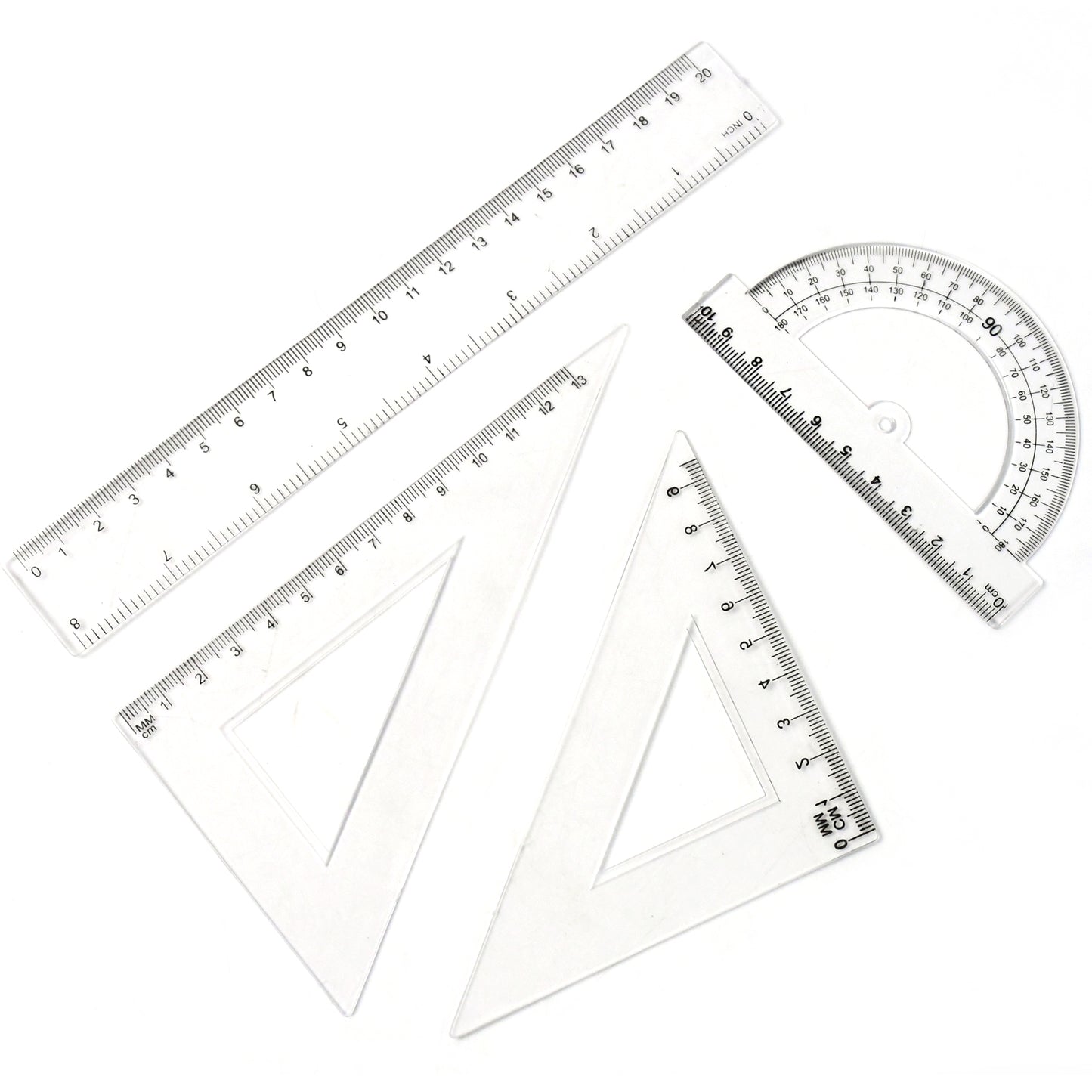 Plastic Geometry Set Triangle Ruler Protractor Straight Ruler (4 Pcs Set) - Happy Price - Image 5