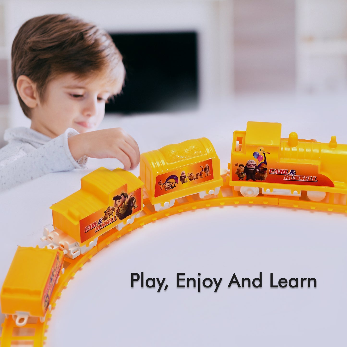 Kids Toy Train High Speed Big Train Play Set Toy Battery Operated Train Set With Light And Sound - Happy Price - Image 3